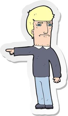 sticker of a cartoon man pointing