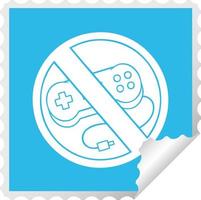 square peeling sticker cartoon no gaming allowed sign vector