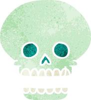 retro cartoon doodle of a skull head vector