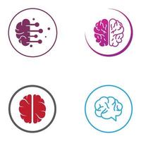 logotipo del cerebro. logotipo del cerebro con combinación de tecnología y células nerviosas de la parte del cerebro, con plantilla de ilustración vectorial de concepto de diseño. vector