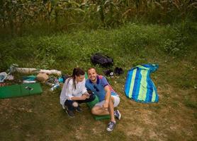 Couple in love enjoying picnic time photo