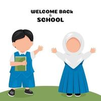 Kindergarten students say welcome back to school vector