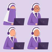 Set of muslim customer service vector