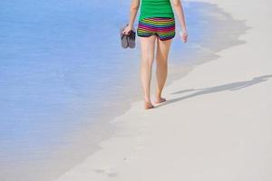 beautiful gril on beach have fun photo