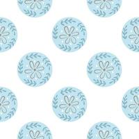 Blue painted clay plates seamless pattern vector