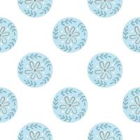 Blue painted clay plates seamless pattern vector