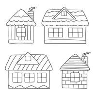 Doodle houses set vector illustration