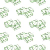 Dollar bills in stacks seamless pattern vector