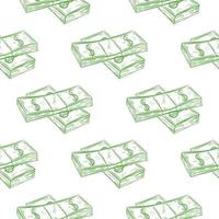 Dollar bills in stacks seamless pattern vector