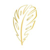 Hand drawn golden feather vector illustration