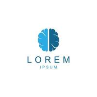 logotipo del cerebro. logotipo del cerebro con combinación de tecnología y células nerviosas de la parte del cerebro, con plantilla de ilustración vectorial de concepto de diseño. vector