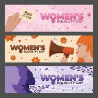 conjunto de banner del día de la igualdad de la mujer vector