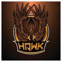 logotipo de la mascota del juego hawk esport