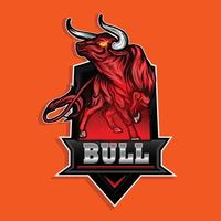 logotipo de la mascota del juego wild red bull esport vector