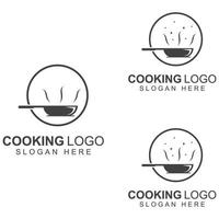 logotipos para utensilios de cocina, ollas, espátulas y cucharas de cocina. utilizando un concepto de diseño de plantilla de ilustración vectorial. vector