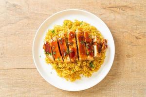 grilled sweet and chilli chicken with curry rice photo