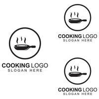 logotipos para utensilios de cocina, ollas, espátulas y cucharas de cocina. utilizando un concepto de diseño de plantilla de ilustración vectorial. vector