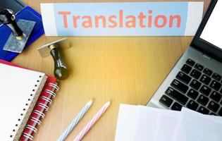 translation word on office table photo