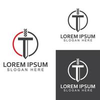 Sword, shield and king's sword logo. Logo design vector illustration template.