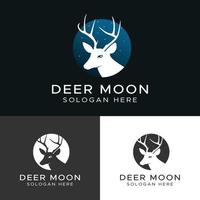 Deer Logo And Deer Moon Logo Template vector
