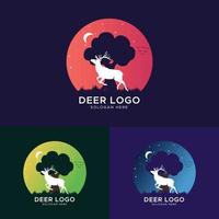 Awesome deer night logo design vector image