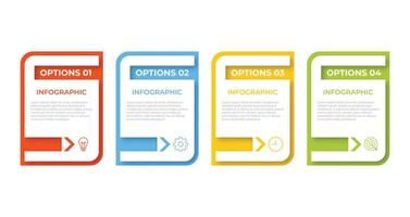 plantilla de diseño infográfico empresarial con 4 opciones, pasos o procesos. se puede utilizar para diseño de flujo de trabajo, diagrama, informe anual, diseño web vector