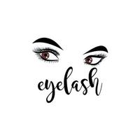 Eyelash extension long lash logo design for salon vector