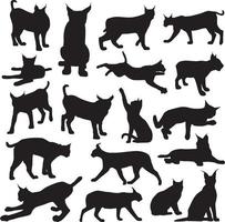 Lynx cat silhouettes. vector set collection