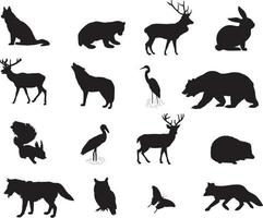 animals silhouette vector set - Zoo animal collection