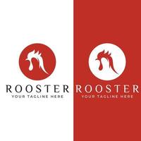 Chicken logo, rooster head logo with fish combination. Logo for company business, restaurant or restaurant or food stall. Using penditan simple vector illustration.