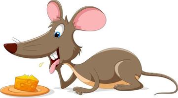 Cute mouse with plate of cheese vector