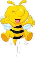 dibujos animados de abeja feliz sobre fondo blanco vector