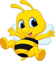 Happy bee cartoon on white background