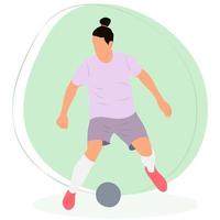 atleta futbolista en el juego con la pelota. fútbol, deporte. estilo plano, vector aislado.