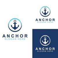 Logo and anchor symbol design vector illustration template.