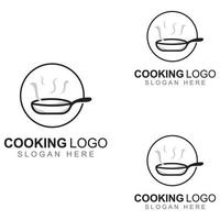 logotipos para utensilios de cocina, ollas, espátulas y cucharas de cocina. utilizando un concepto de diseño de plantilla de ilustración vectorial. vector