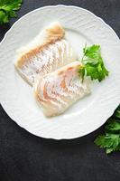cod fish white fillet fresh meal food snack on the table copy space food background