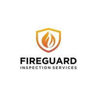 Shield Logo with Fire Guard Logo Vector Abstract Modern