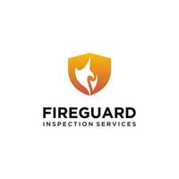 Shield Logo with Fire Guard Logo Vector Abstract