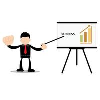 Businessman Cartoon Character Vector Graphic Illustration showing strategy for running a company with graphic image. Suitable for business content