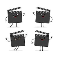 cute clapperboard character cartoon vector illustration set, great for cinema and children's filmmaking themes
