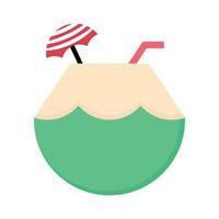 Flat style Coconut Cocktail icon. Coconut with drink icon for menu, web and graphic design. Vector illustration.