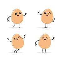 cute egg cartoon vector illustration set