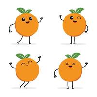 set of cute orange character vector illustrations. cute orange design for menu, web, graphic design and kids cartoon