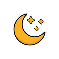 Cartoon moon and stars icon isolated on white background, night icon vector