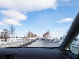 driving along M1 highway in Russia in wither day photo