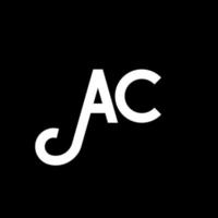 diseño de logotipo de letra ac sobre fondo negro. concepto de logotipo de letra de iniciales creativas ac. diseño de icono de CA. ac diseño de icono de letra blanca sobre fondo negro. C.A vector