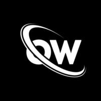 OW logo. O W design. White OW letter. OW letter logo design. Initial letter OW linked circle uppercase monogram logo. vector