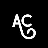 diseño de logotipo de letra ac sobre fondo negro. concepto de logotipo de letra de iniciales creativas ac. diseño de icono de CA. ac diseño de icono de letra blanca sobre fondo negro. C.A vector