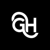 diseño del logotipo de la letra gh sobre fondo negro. concepto de logotipo de letra de iniciales creativas gh. diseño de letras gh. gh diseño de letras blancas sobre fondo negro. logotipo de gh, gh vector